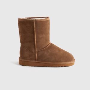 Quince Australian Shearling Mid-Calf Boot Classic Pecan Brown Suede Boots Size 7